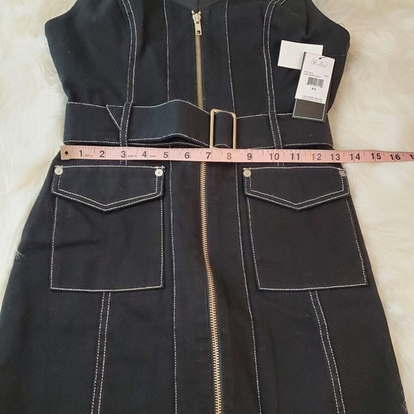 NWT! Volcom XS Black Denim Front Zip Belted Dress - Picture 8 of 9